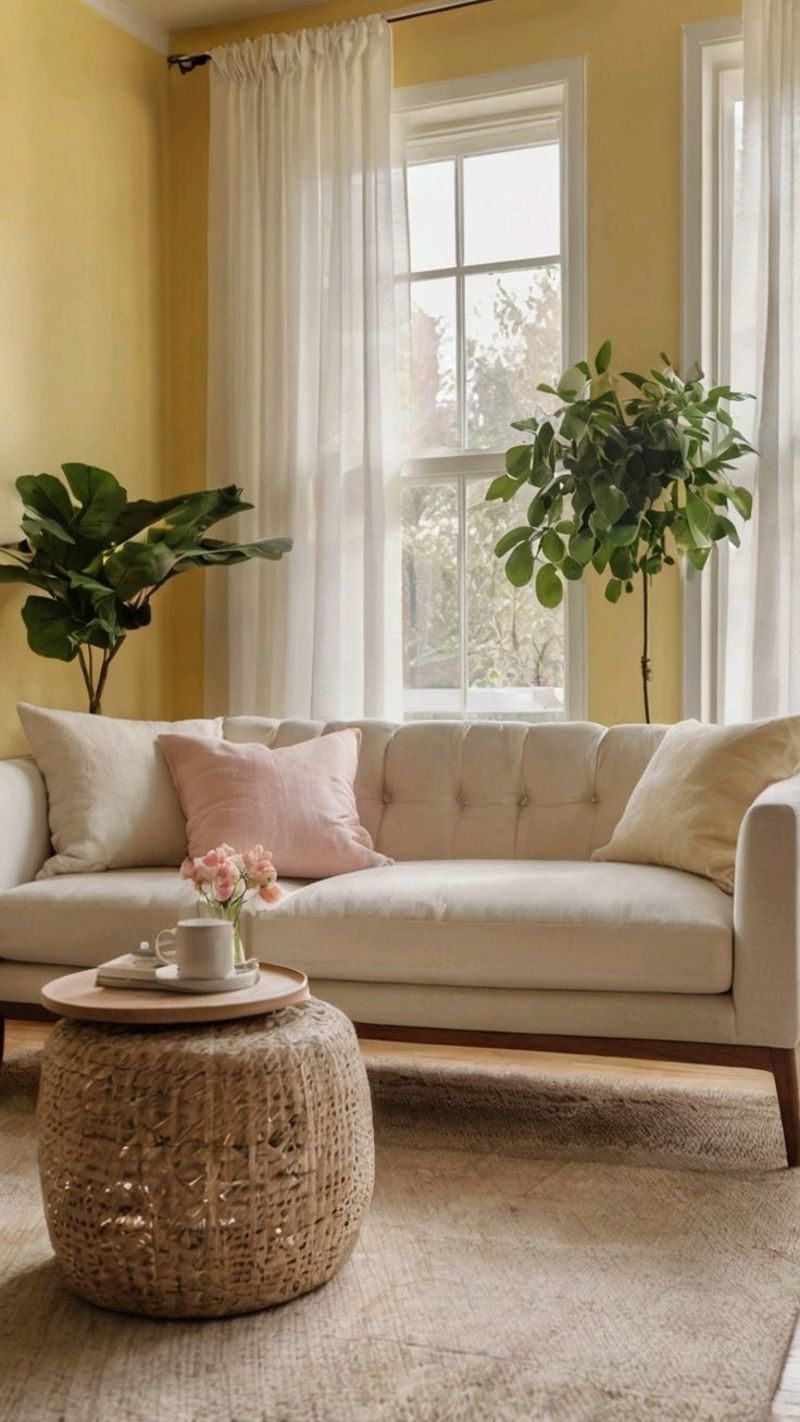 Buttery Yellow Living Room Design