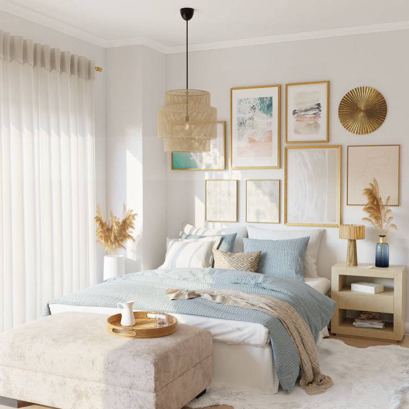 Powder Blue bedroom design by spacejoy 