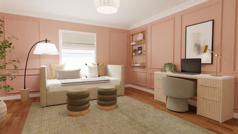 Pink Home Office Space Design By Spacejoy