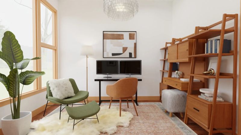 Brown tones home office design by spacejoy 
