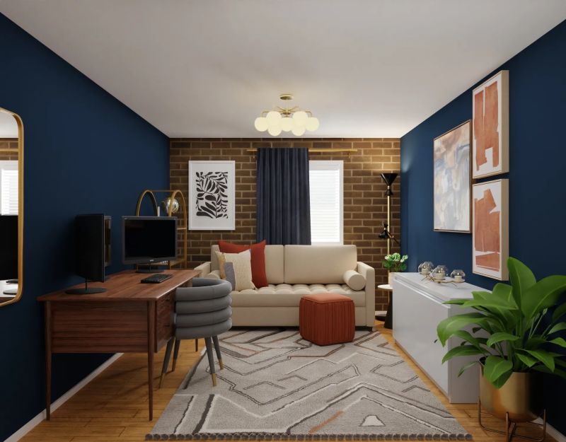 calming home office design by spacejoy 