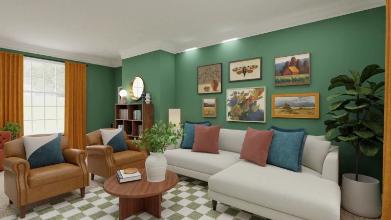 colorful living room design by spacejoy