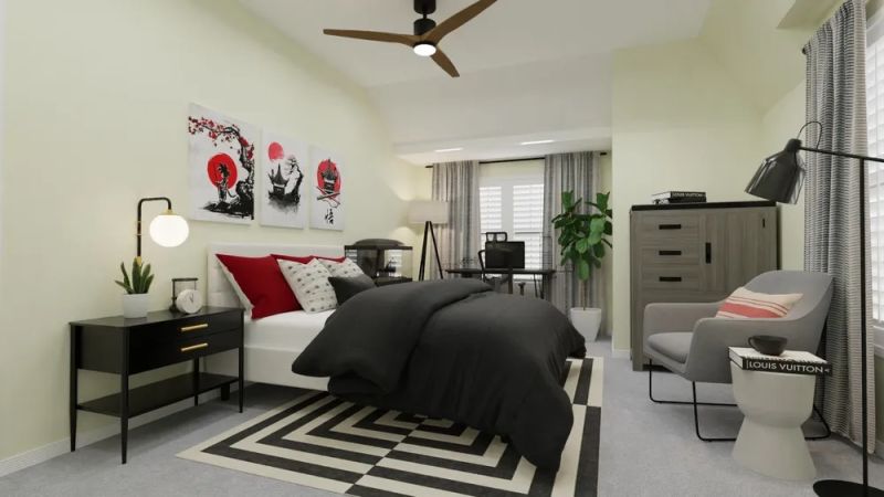 Japandi style bedroom design by spacejoy