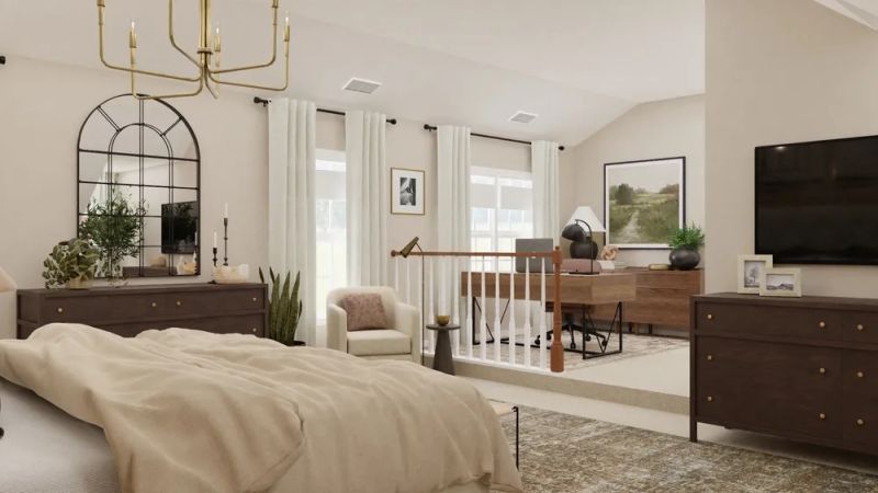Multifunctional bedroom design by spacejoy