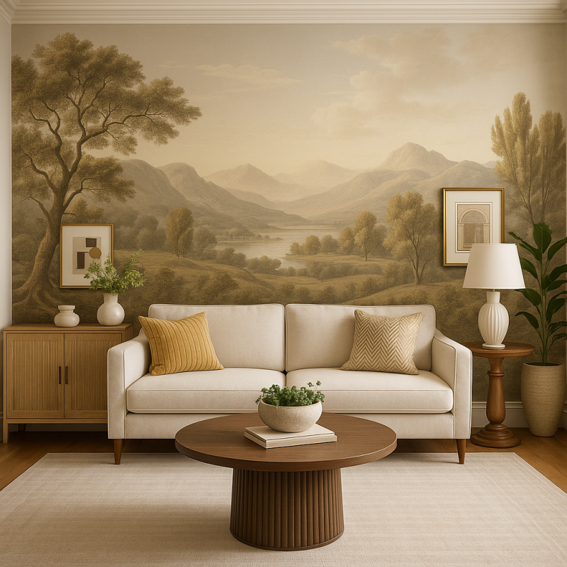 murals living room design