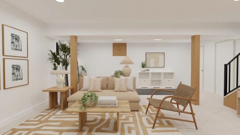 basement living room design by spacejoy