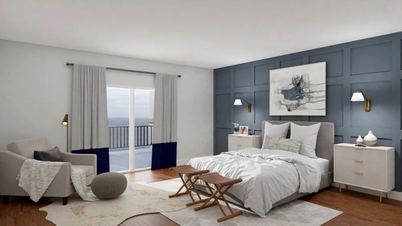 coastal inspired bedroom designed by spacejoy