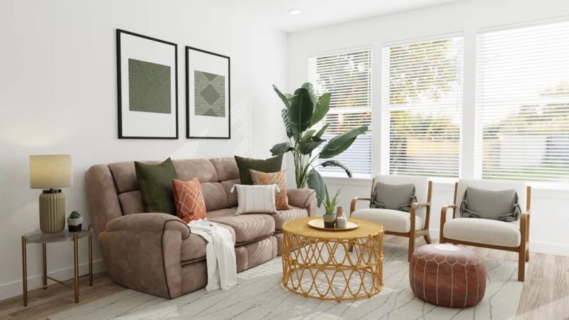 Boho inspired living room design by spacejoy