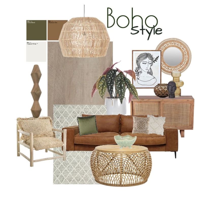 boho inspired moodboard for home design