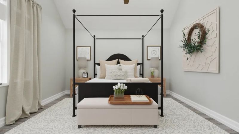 farmhouse style bedroom design by spacejoy