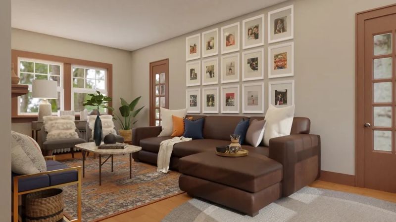 Living room with gallery wall