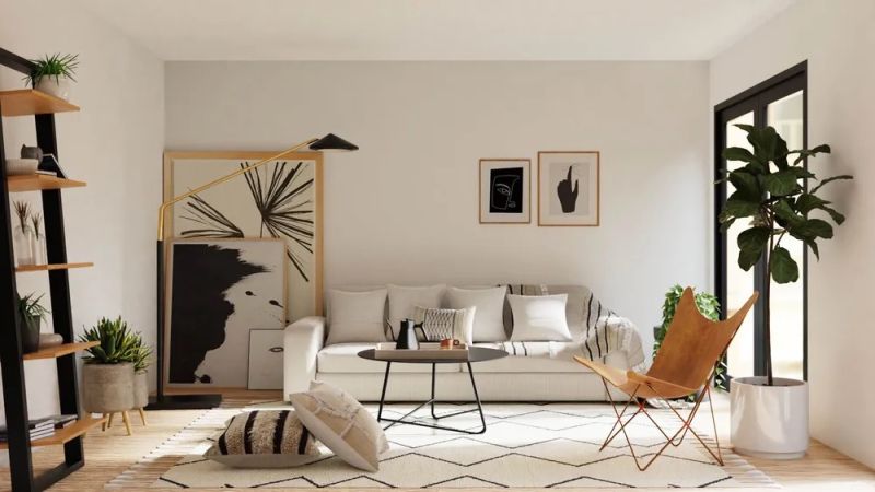 living room design with gallery wall