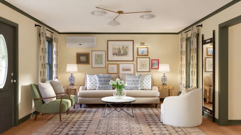 modern living room with gallery wall