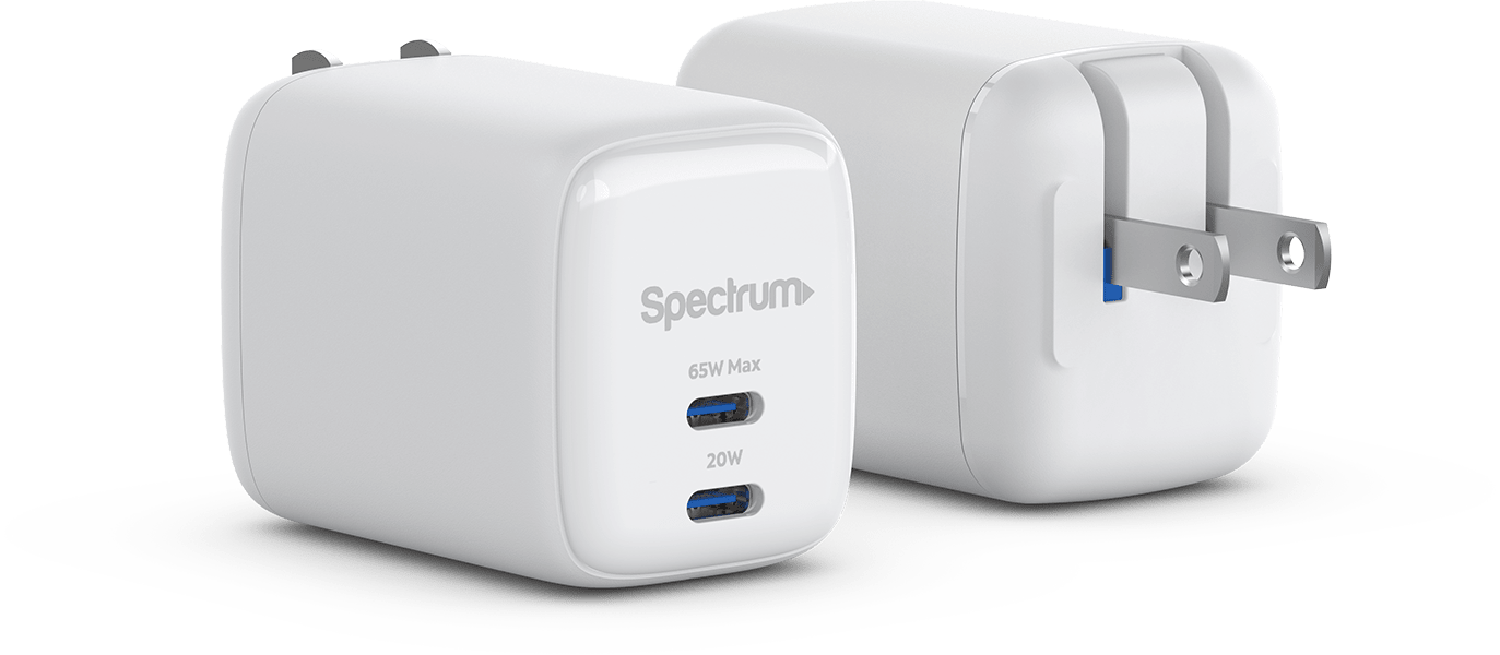 65W USB - C Dual Wall Charger White