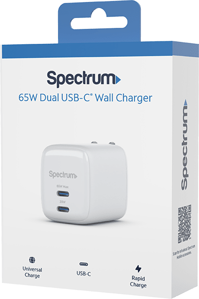 65W USB - C Dual Wall Charger White