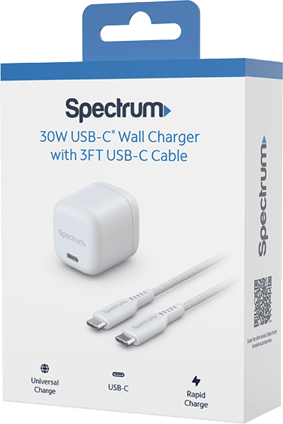 30W USB-C Wall Charger with 3FT USB-C Cable White