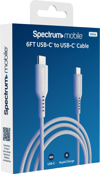 6FT USB-C to USB-C Cable White