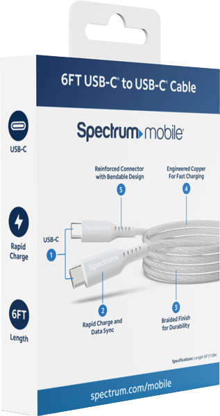 6FT USB-C to USB-C Cable White