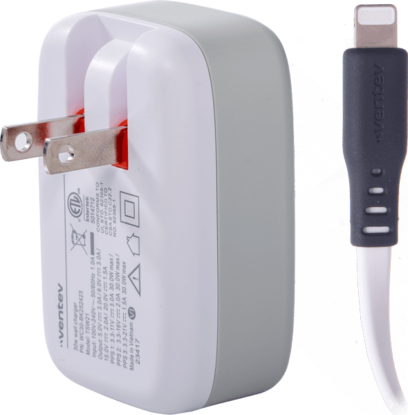 30W Wall Adapter with a USB - C to Lightning Cable