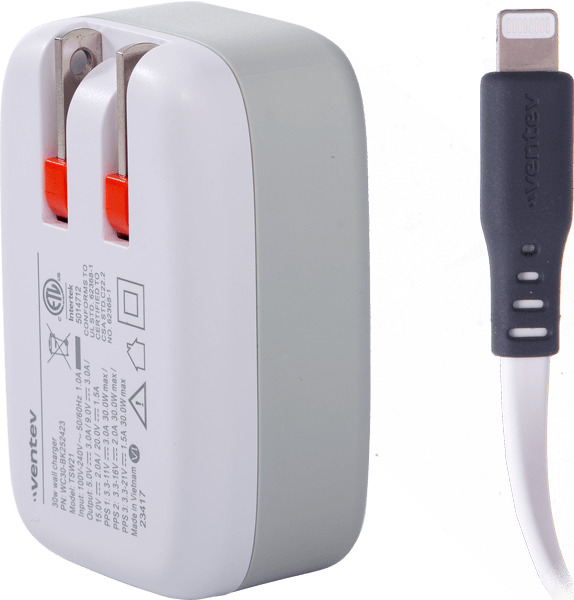 30W Wall Adapter with a USB - C to Lightning Cable