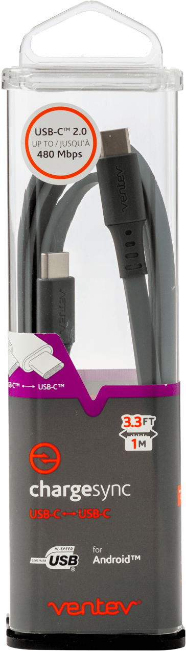 3FT - Chargesync USB-C - C 2.0 Cable Gray