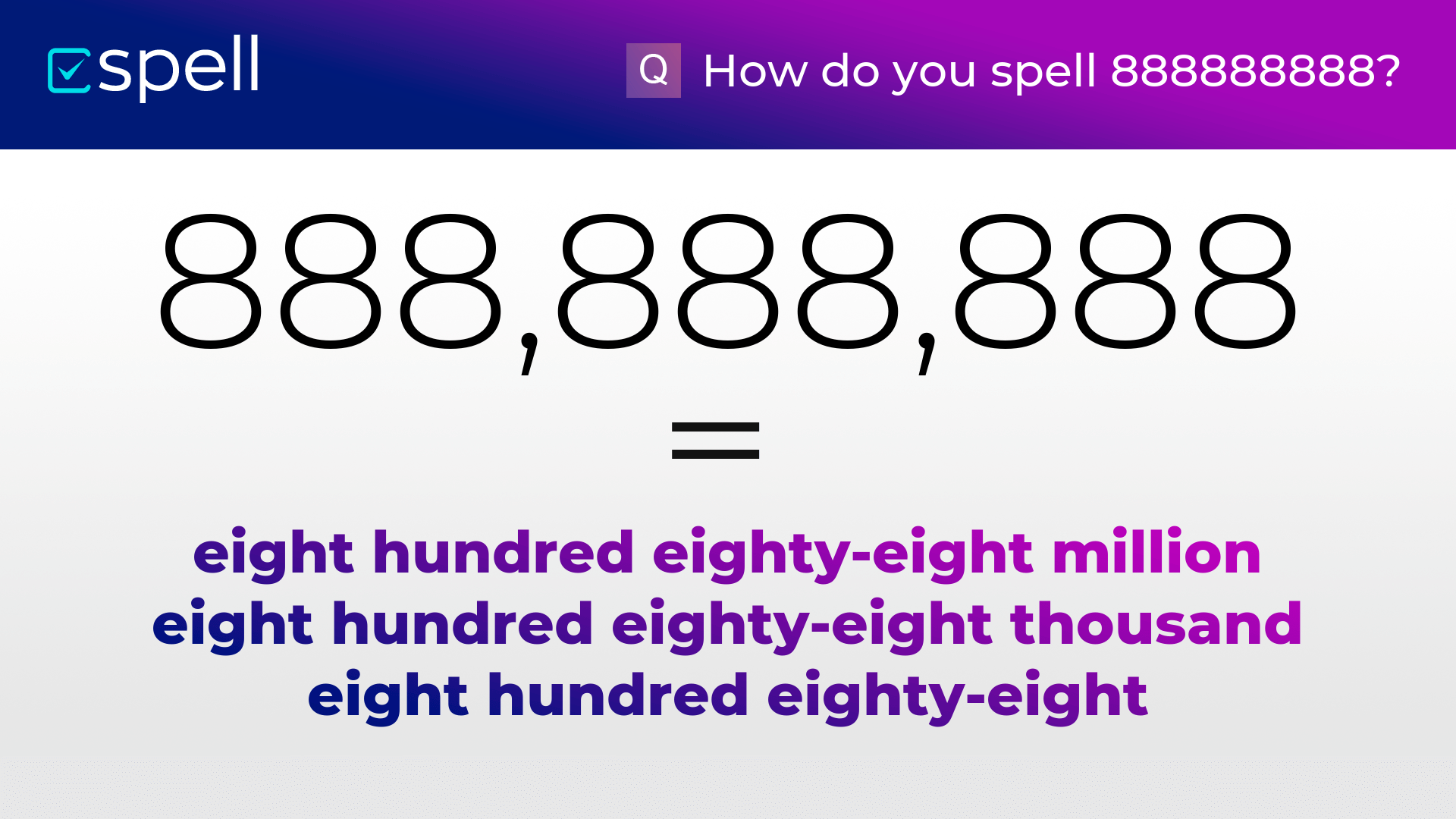 888888888 in words - How to Spell the Number 888888888 in English