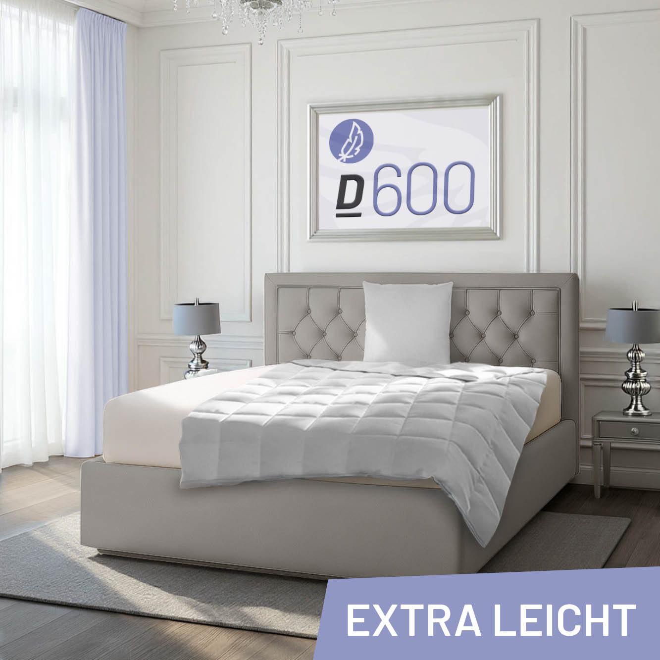 Schlafstil Gänsedaunenbettdecke D600, 100 % Gänsedaunen, Extraleicht / 155x220