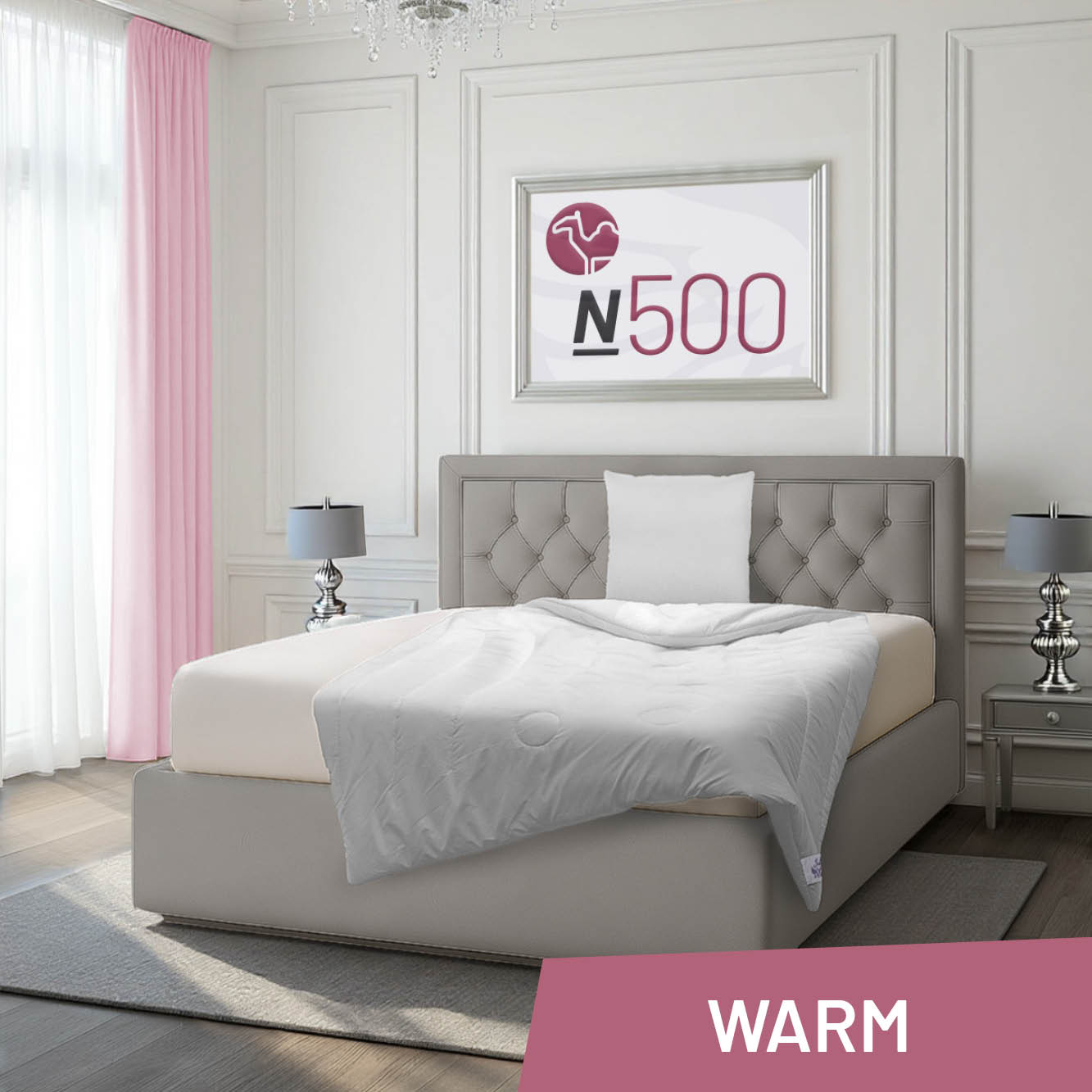 Schlafstil Kamelhaarbettdecke N500, feinster Kamelhaar Flaum / 100 % Kamelhaar, Warm / 240x220