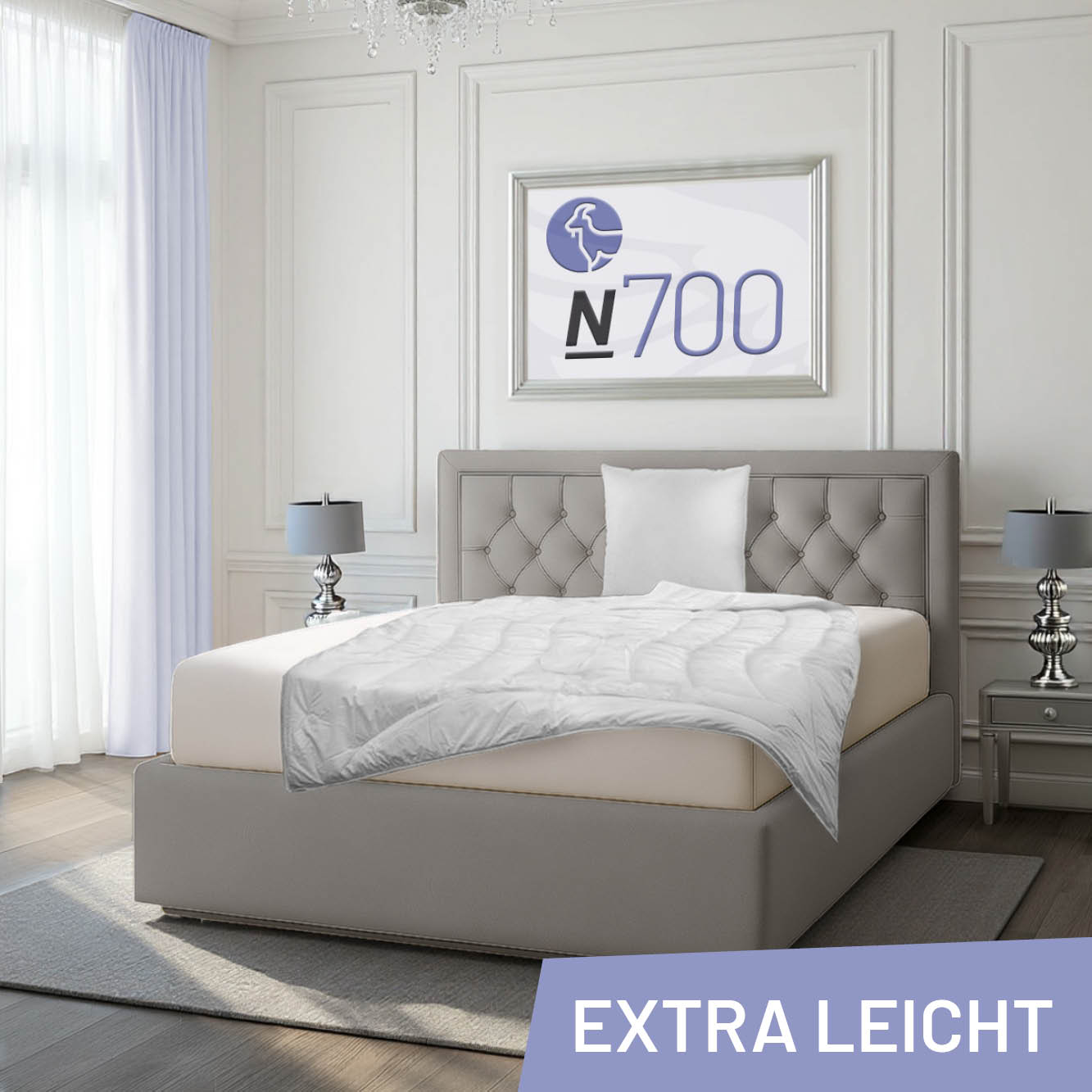 Schlafstil Kaschmirbettdecke N700, feinster Kaschmir Flaum / 100 % Kaschmir, Extraleicht / 200x200