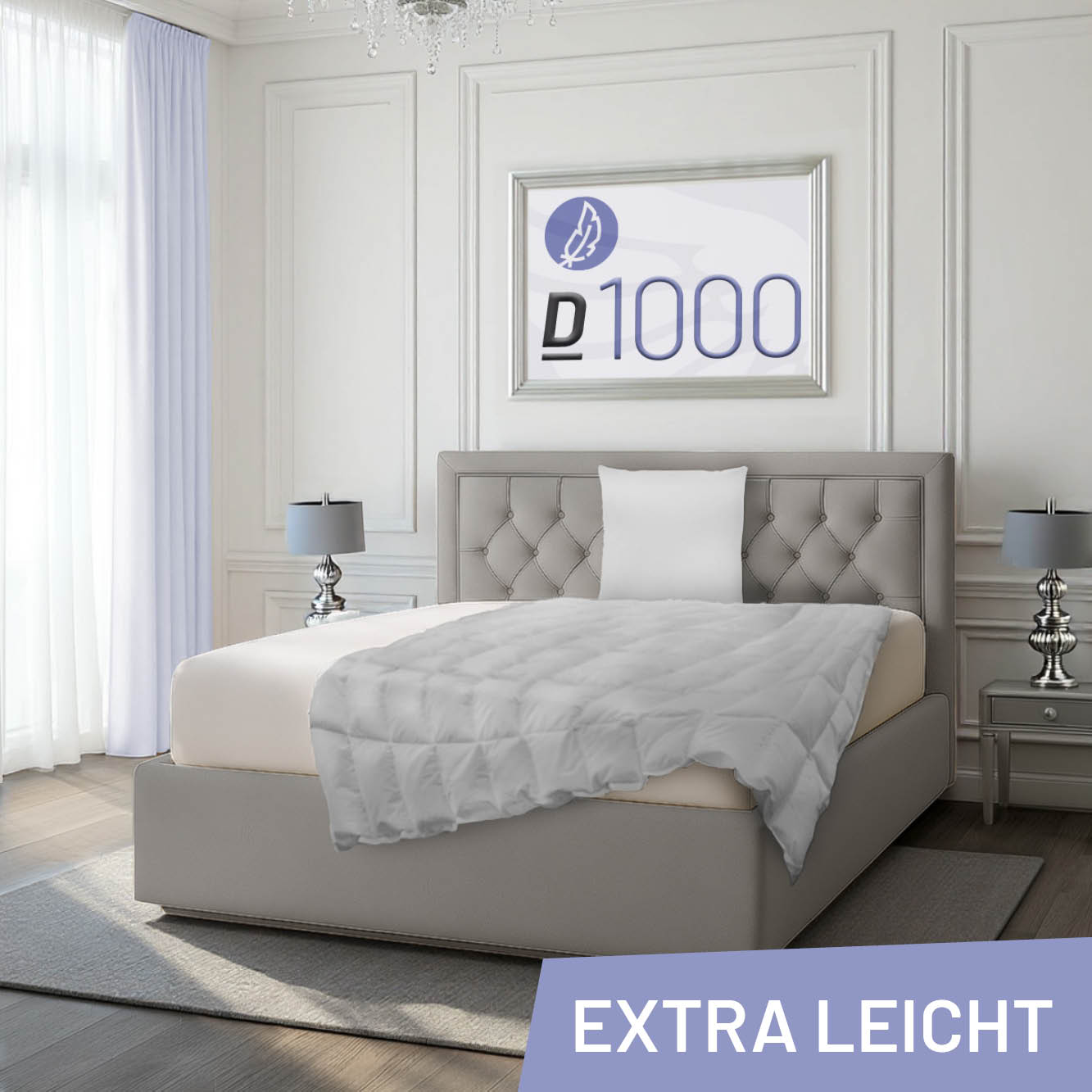 Schlafstil Eiderdaunenbettdecke D1000, 100 % isländische Eiderdaunen, Extraleicht / 155x220