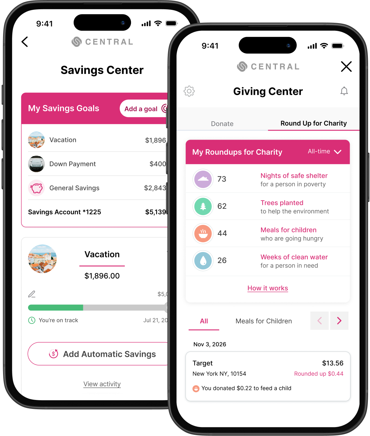 Spiral savings experience on Corelation platform