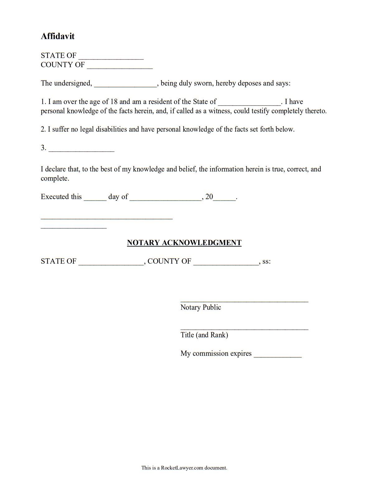 Free Affidavit Form | Free to Print, Save & Download