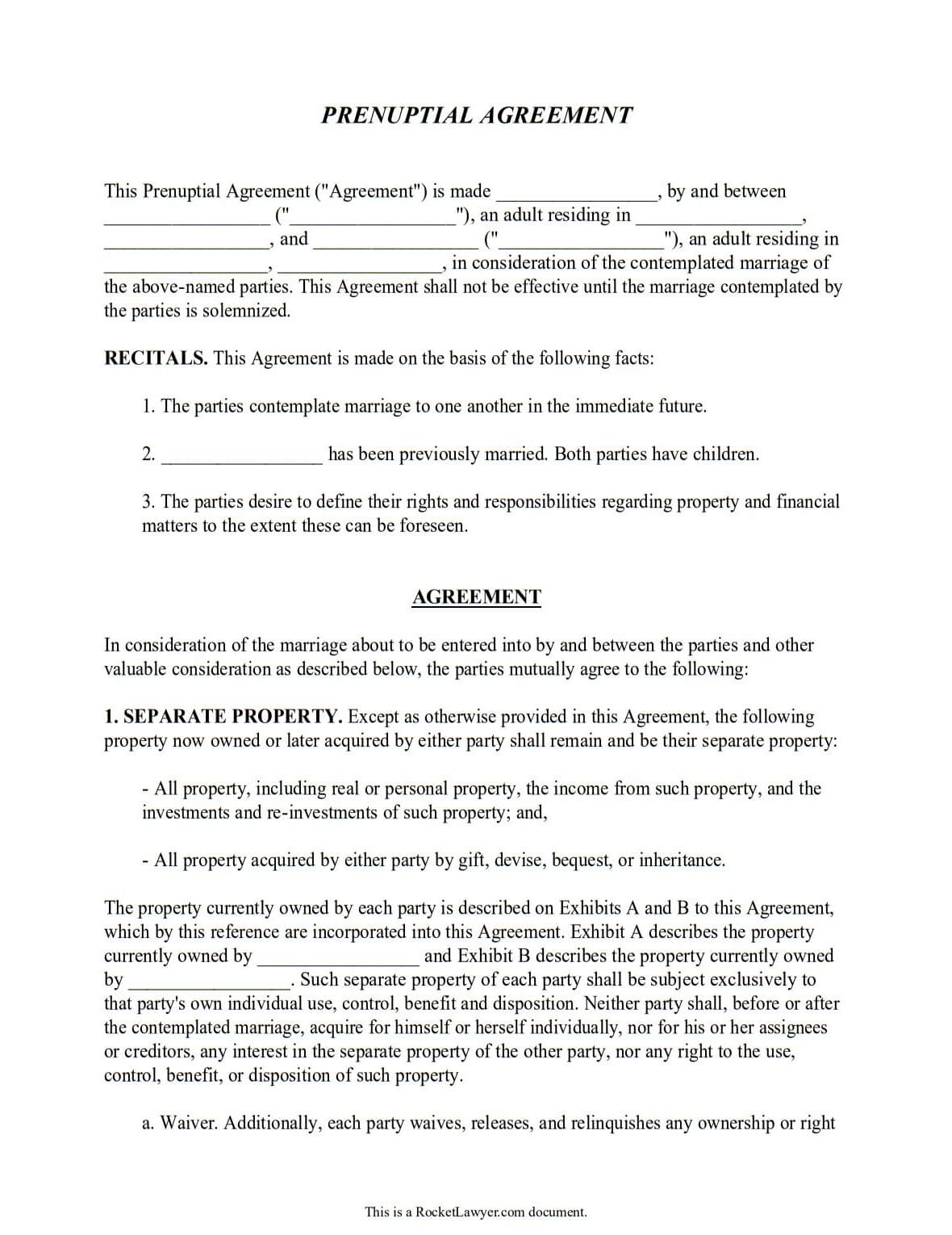 Free Prenuptial Agreement | Free to Print, Save & Download