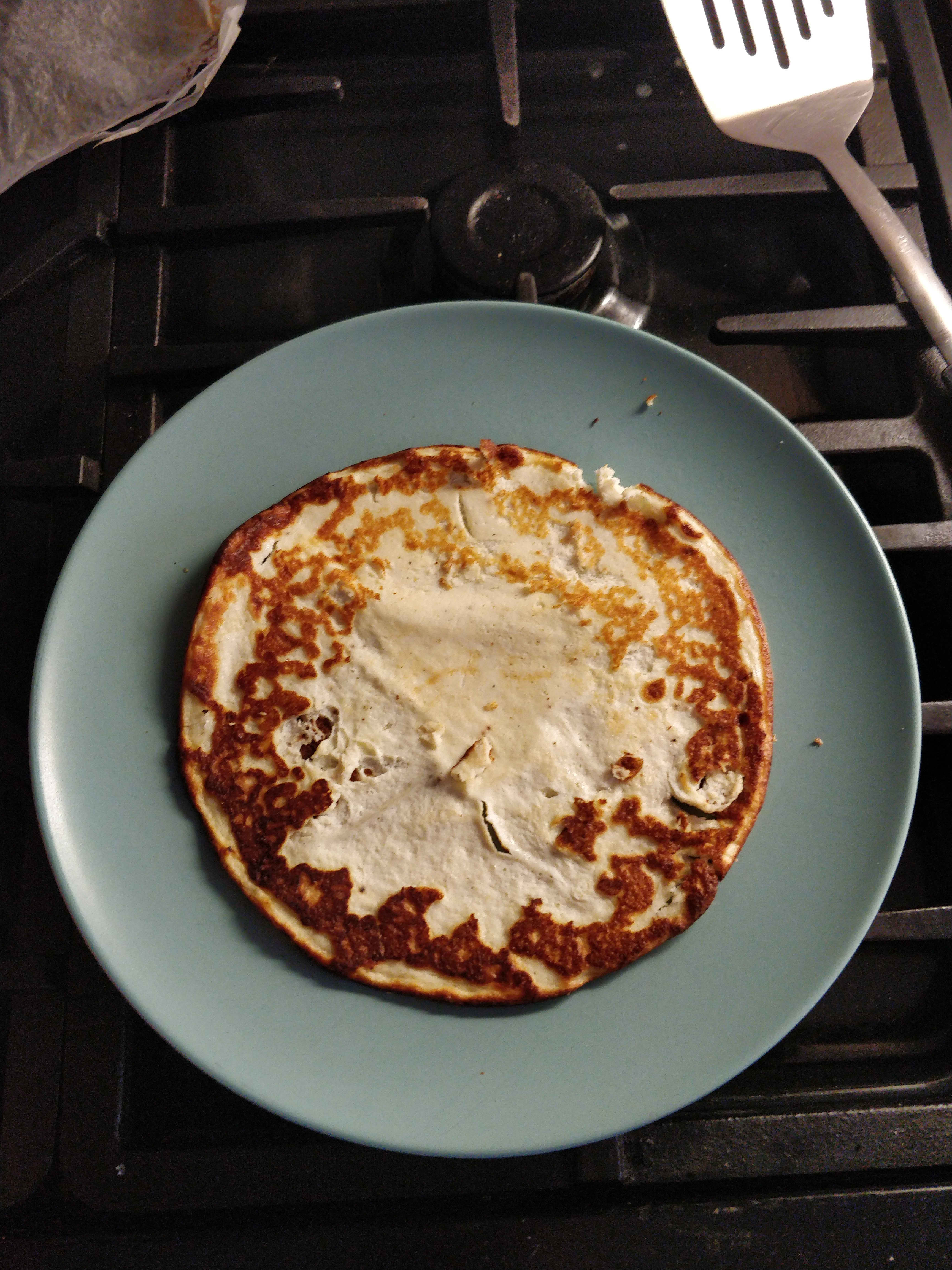 Convincing looking circular flatbread on a plate