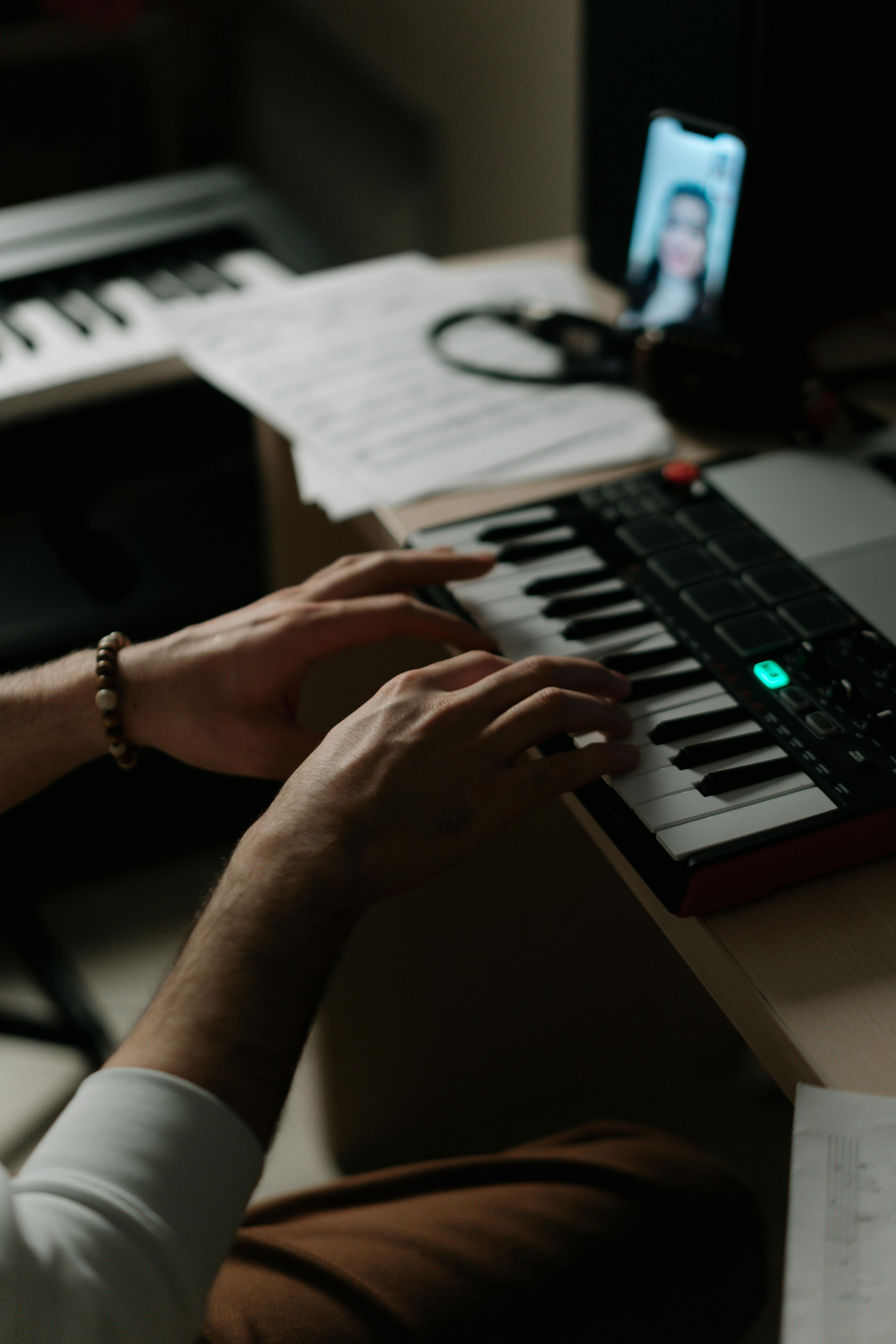 Hands at MIDI Keyboard
