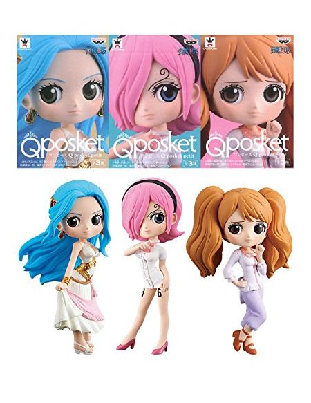 Banpresto 80275 - One Piece Qposket Set of 3 - Nefeltari Vivi, Vinsmoke Reiju, Charlotte Pudding - 7cm