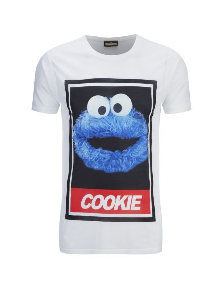 T-Shirt Homme Cookie Monster (Macaron le Glouton) Street - Blanc - S - Blanc