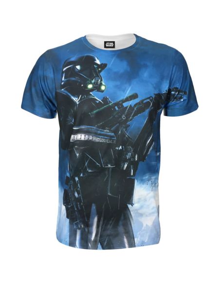 T-Shirt Homme Star Wars Rogue One Battle Stance Death - Blanc - M - Bleu