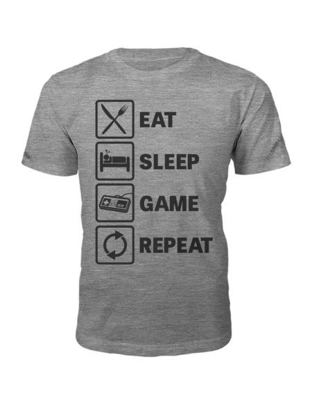 T-Shirt Unisexe Eat Sleep Game Repeat -Gris - S - Gris