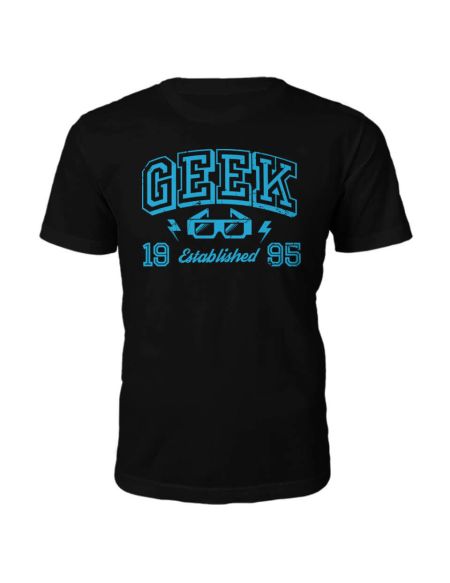 T-Shirt Geek Established 1990's -Noir - S - 1995