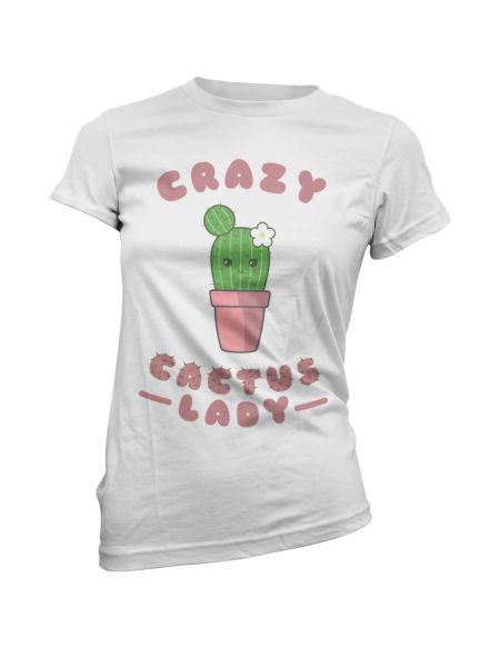 T-Shirt Femme Crazy Cactus Lady - Blanc - S - Blanc