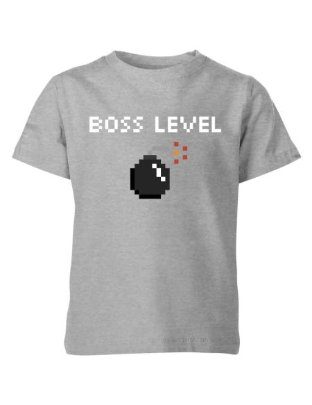 Boss Level Gaming Kids T-Shirt - Grey - 5-6 ans - Gris