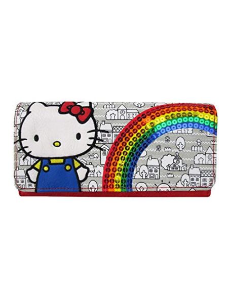 Porte Monnaie Loungefly Hello Kitty 40 ans Paillette Arc En Ciel