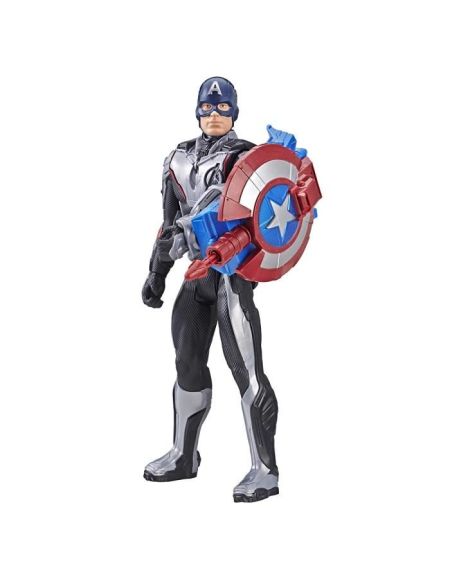 AVENGERS ENDGAME - Captain America et Power Pack - Figurine Marvel Titan Hero Power FX 30 cm - Parle en français