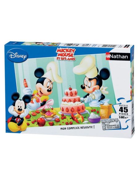 Puzzle 45 pièces Disney Mickey Mouse Après-midi pâtisserie avec marquage des pièces du bord NATHAN - 5 ans et +