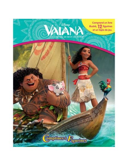 DISNEY VAIANA 10 figurines et un tapis de jeu - Livre cartonné de 10 pages - Editions Phidal