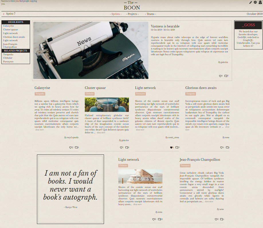 Sprint overview, Vintage Newspaper theme, light mode