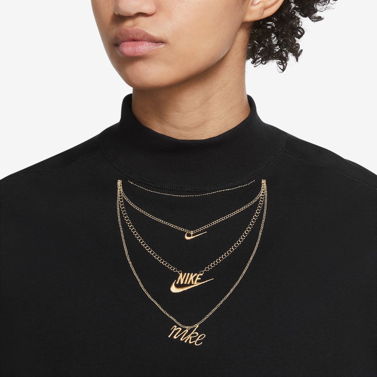 nike gold necklace crew sweatshirt