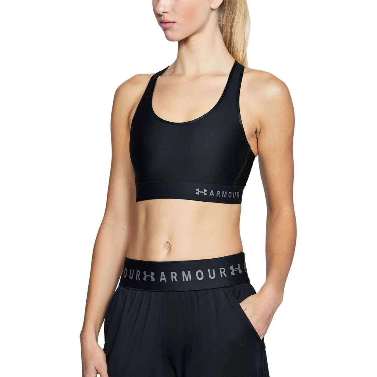 Under Armour Armour Mid Keyhole Damen Sport-BH, schwarz