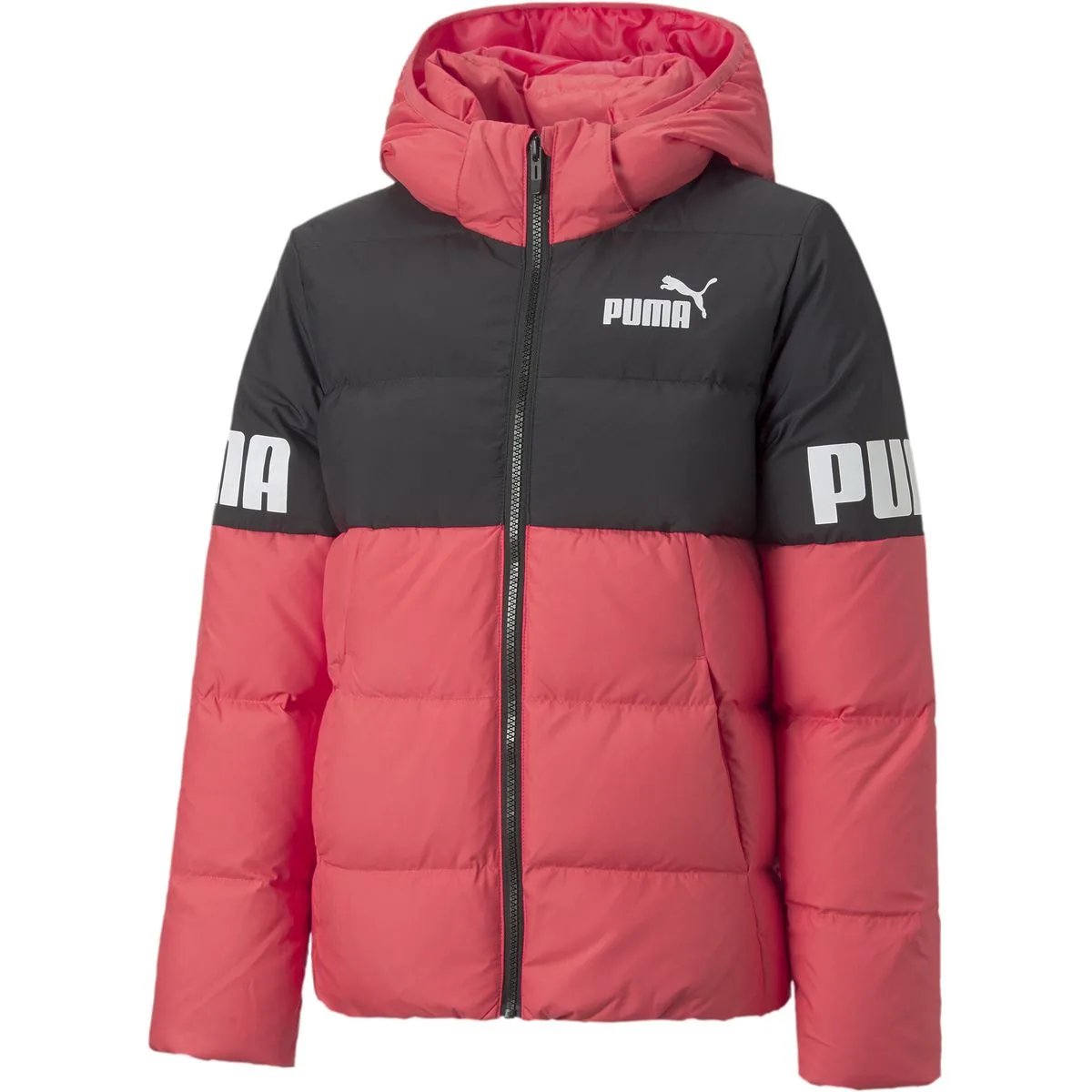 Puma Power Hooded Down Puffer Kinder Sakko, rosa